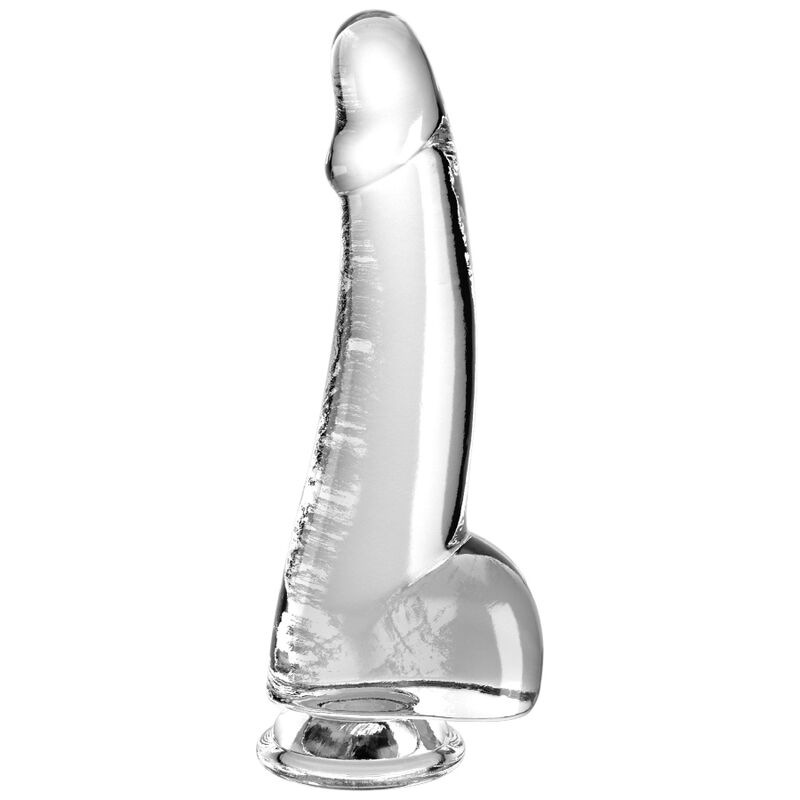 King cock - clear dildo with testicles 15.2 cm transparent