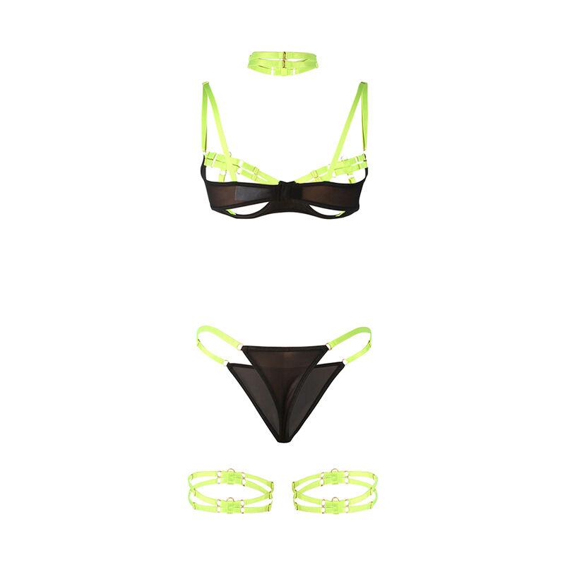 Subblime - 955274 bra set with necklace and leg details fluorescent green s/m 5