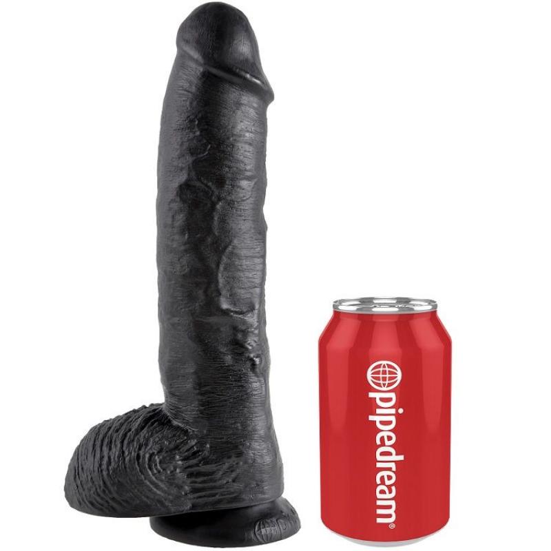 King Cock 10&Quot; Cock Black With Balls 25.4 Cm