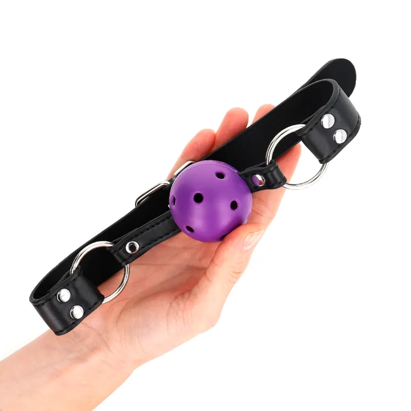 Kink - Breathable Ball 4 Cm Gag With Double Rivet Purple 62.5 X 2.5 Cm Adjustable 42-58 Cm