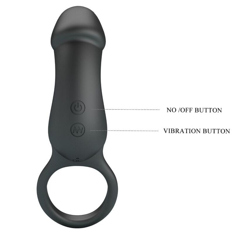 Pretty Love - Trae Vibrating Black Ring With Stimulator