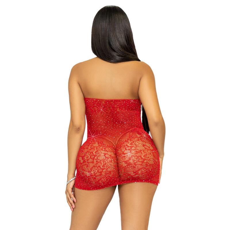Leg Avenue Rhinestone Halter Mini Dress One Size - Red 1