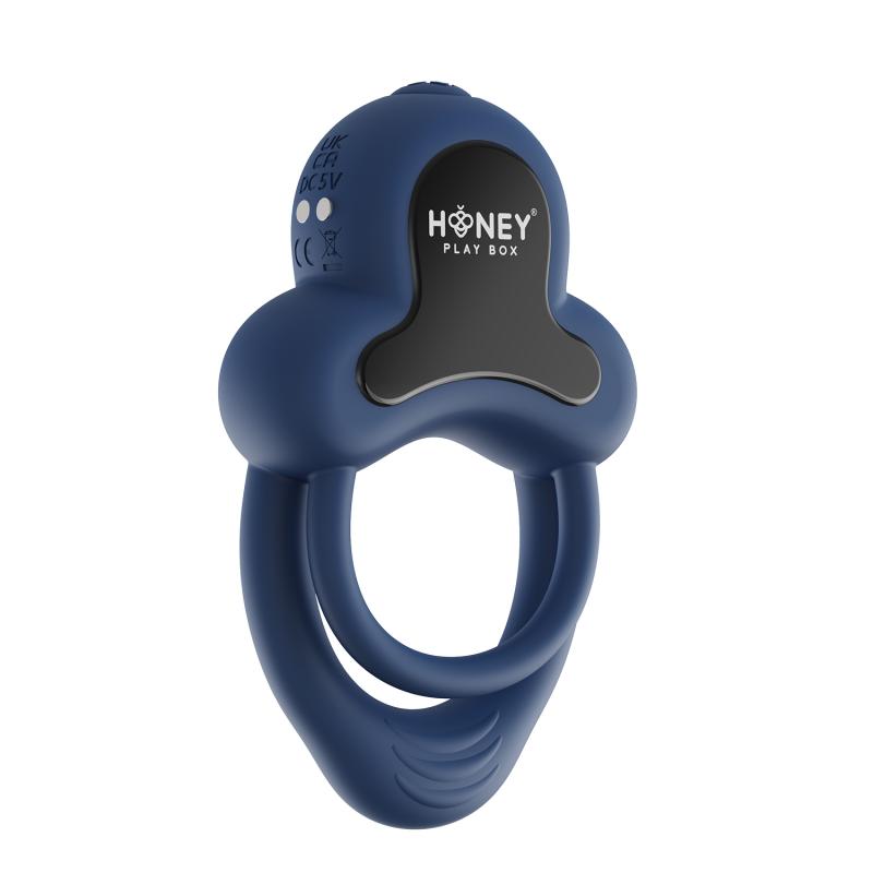 Honeyplaybox - Anello-App-Controlled Vibrating Double Cock Ring With Clitoral Stimulator B