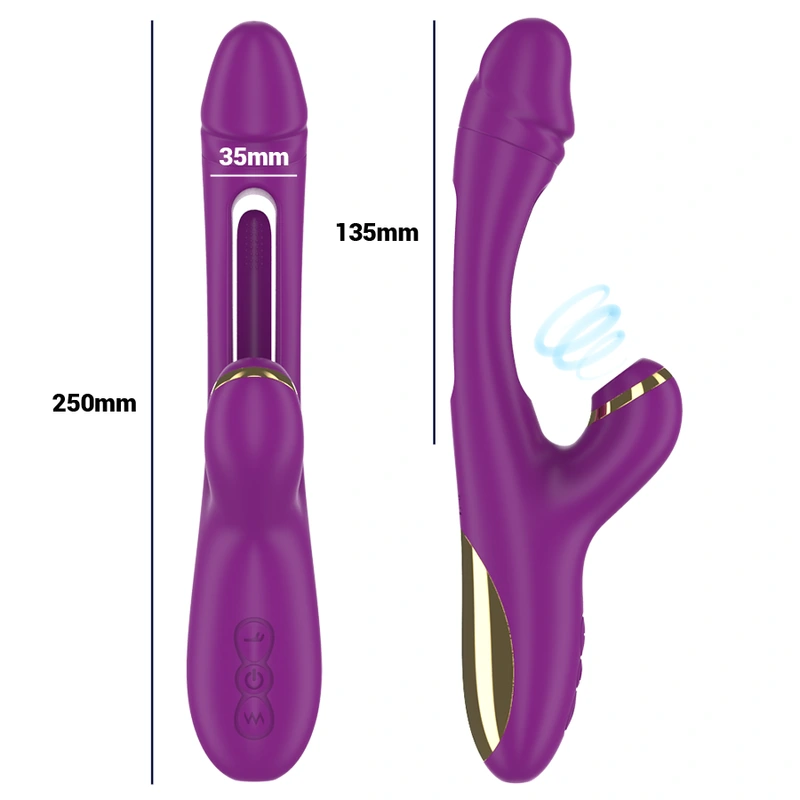 Intense - ateneo rechargeable multifunction vibrator 7 vibrations with oscillating tongue and purple 3