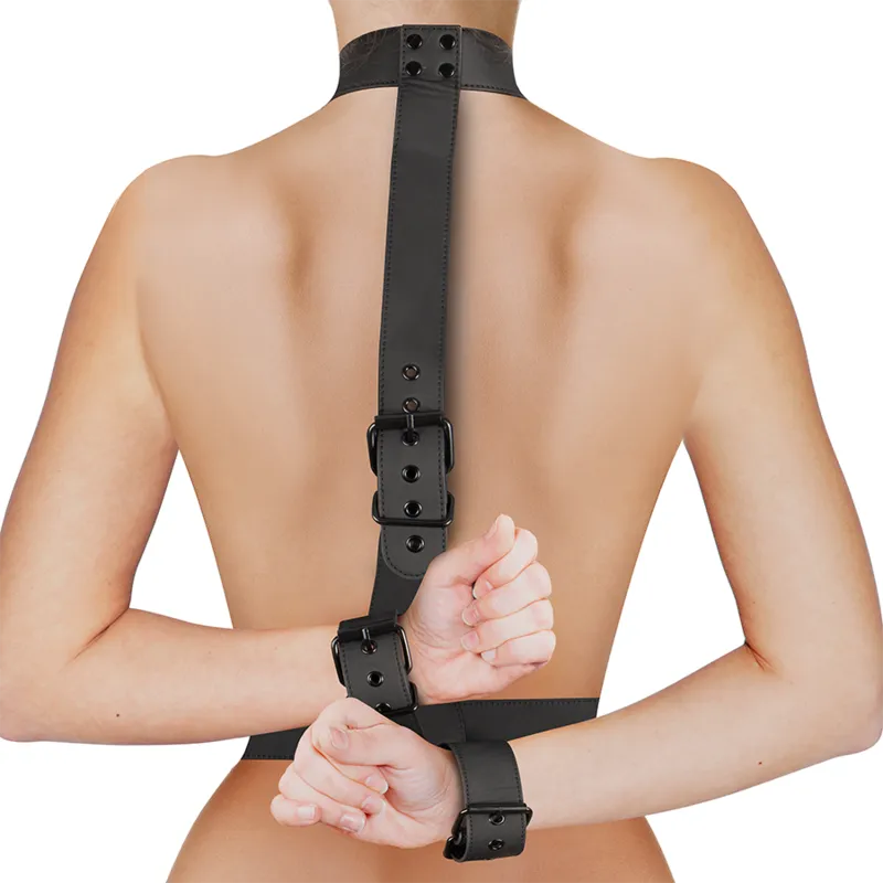 Fetish Submissive Bondage - Collar & Wrist Cuffs Body Restraint Set - Postroj 2