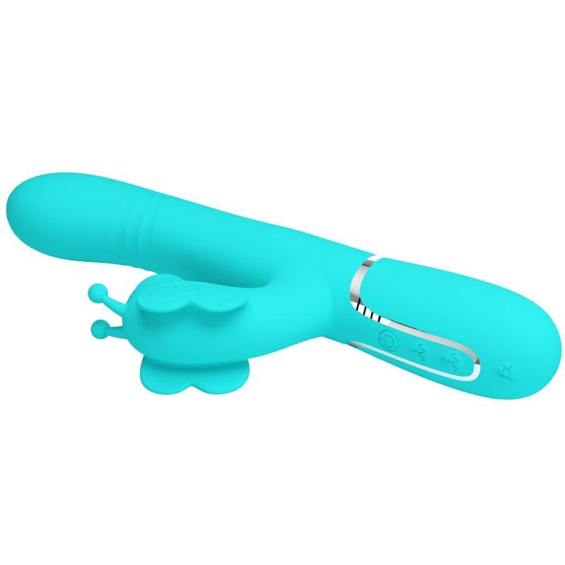 Pretty Love - Multifunction Rabbit Vibrator 4 In 1 Butterfly Aqua Green