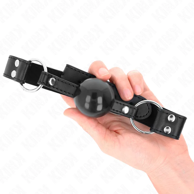 Kink - Soft And Solid Ball 4 Cm Gag With Leatherette Strap 62 X 2.5 Cm Adjustable 42-58 Cm 3