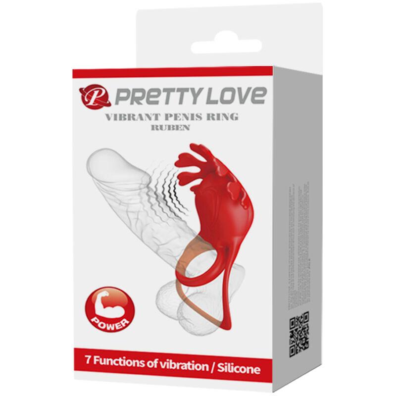 Pretty Love - Ruben Vibrator Ring 7 Vibrations Silicone Red 8