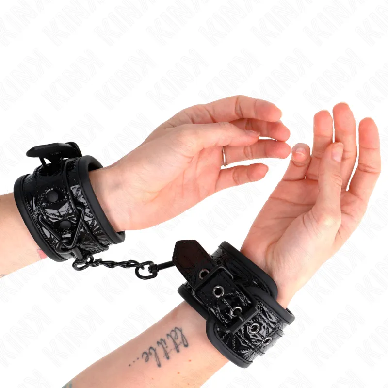 Kink - Diamond Pattern Wrist Restraints Black Adjustable 17-26 Cm X 5.5 Cm