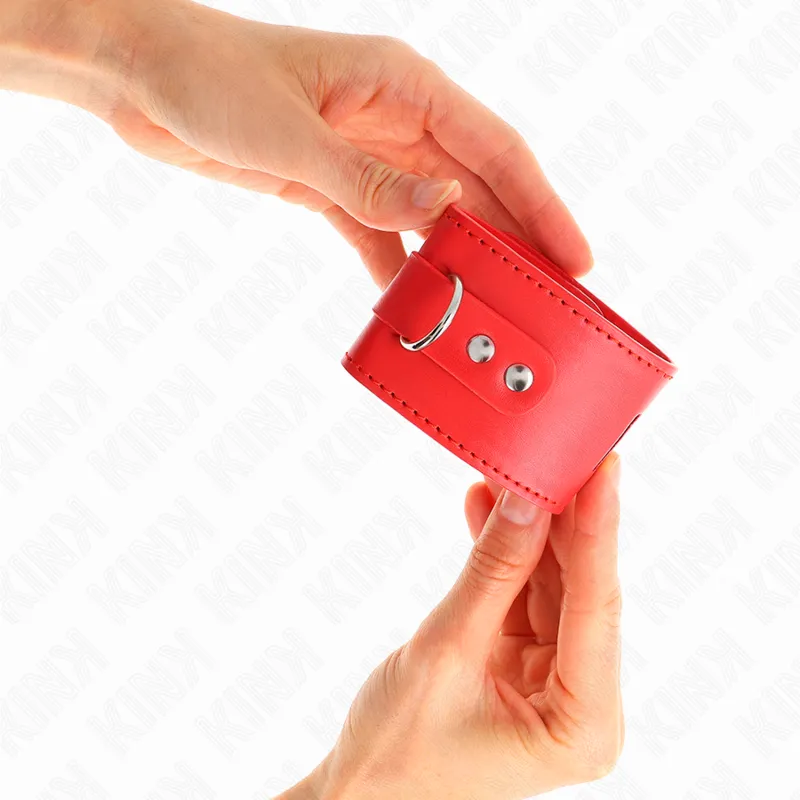 Kink - Wrist Restraints With Padlock Closure Red Adjustable 16-23 Cm X 5.5 Cm 2