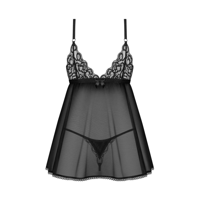 Obsessive - Blomentis Babydoll & Thong Black Xs/S