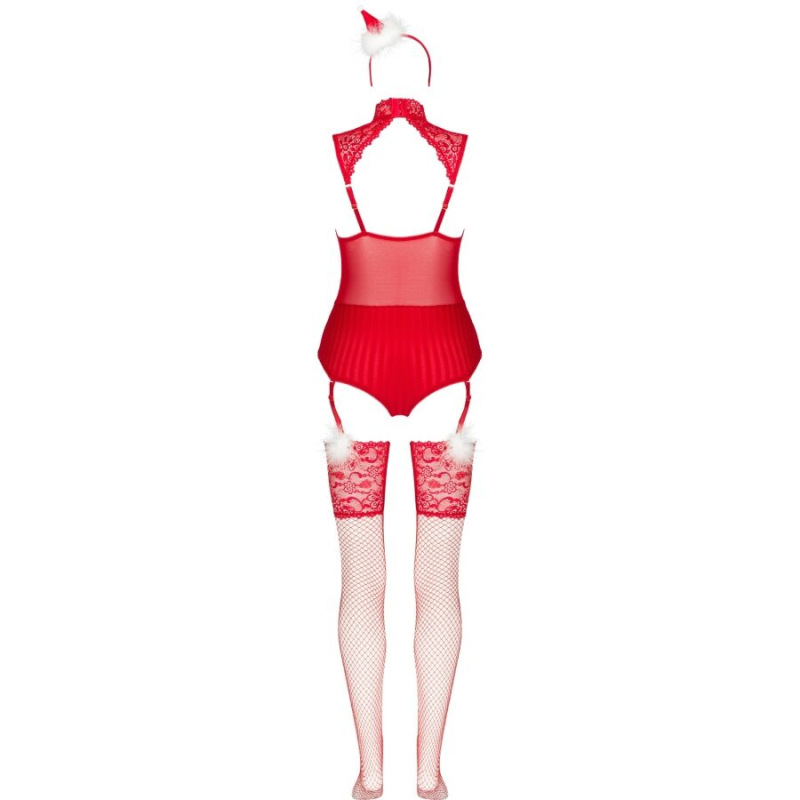 Livco corsetti fashion - limpid snowflakes lc 90604 body + stockings + christmas headband l/xl 3