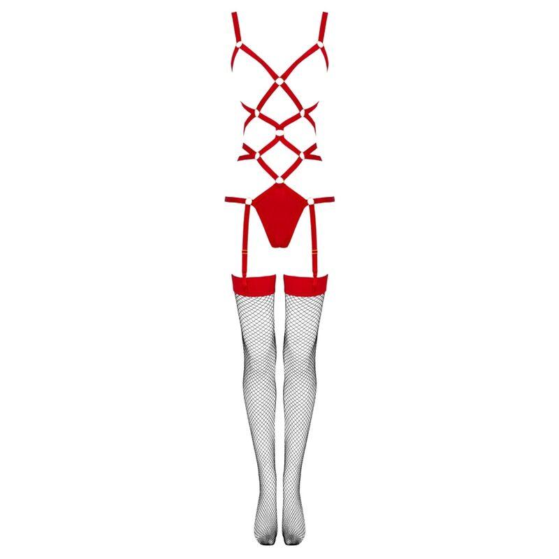Livco Corsetti Fashion - Thiara Lc 20213 Set Body + Stockings Red S/M 5