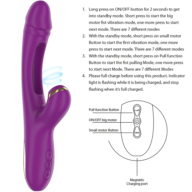 Intense - ateneo rechargeable multifunction vibrator 7 vibrations with oscillating tongue and purple 4