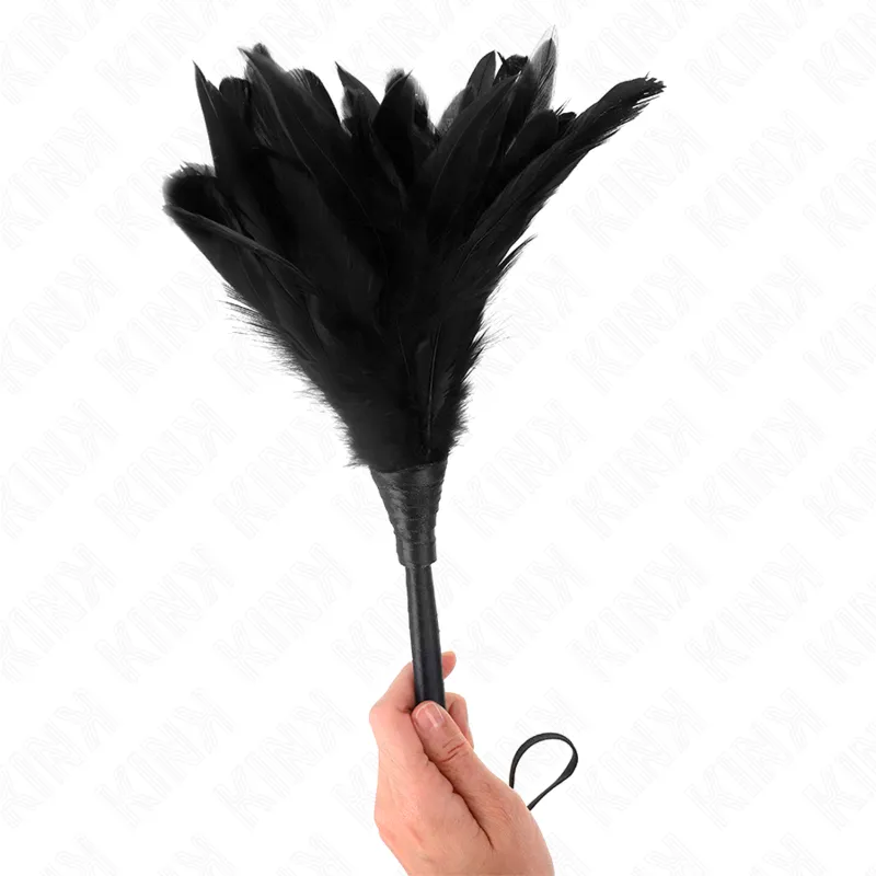 Kink - black maids horn shaped tickle chicken feathers 36 cm 2