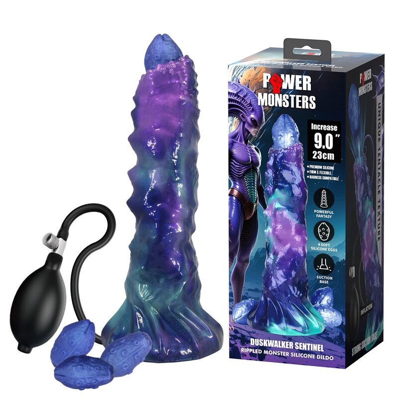 Power monsters - duskwalker sentinel tricolor inflatable fantasy silicone dildo 23 cm Ø 5 cm 7