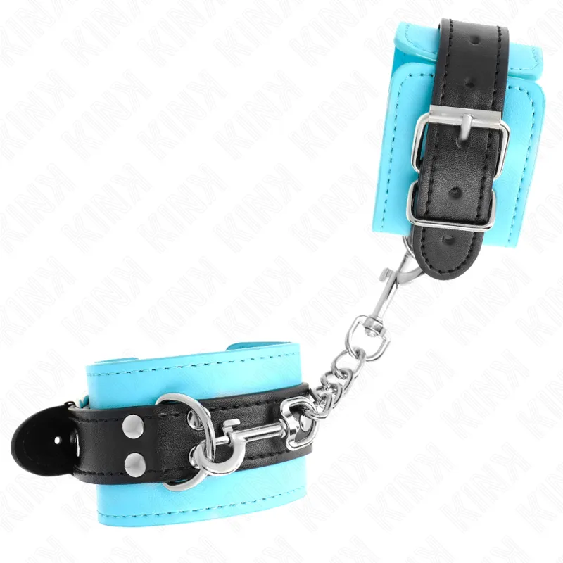 Kink - Hook Wrist Restraints Blue Fur Lined Adjustable 20-28 Cm X 5.5 Cm