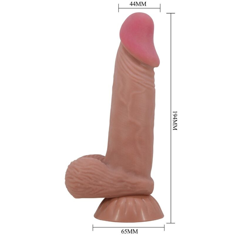 Pretty love - sliding skin series realistic dildo with sliding brown skin suction cup 19.4 cm 5