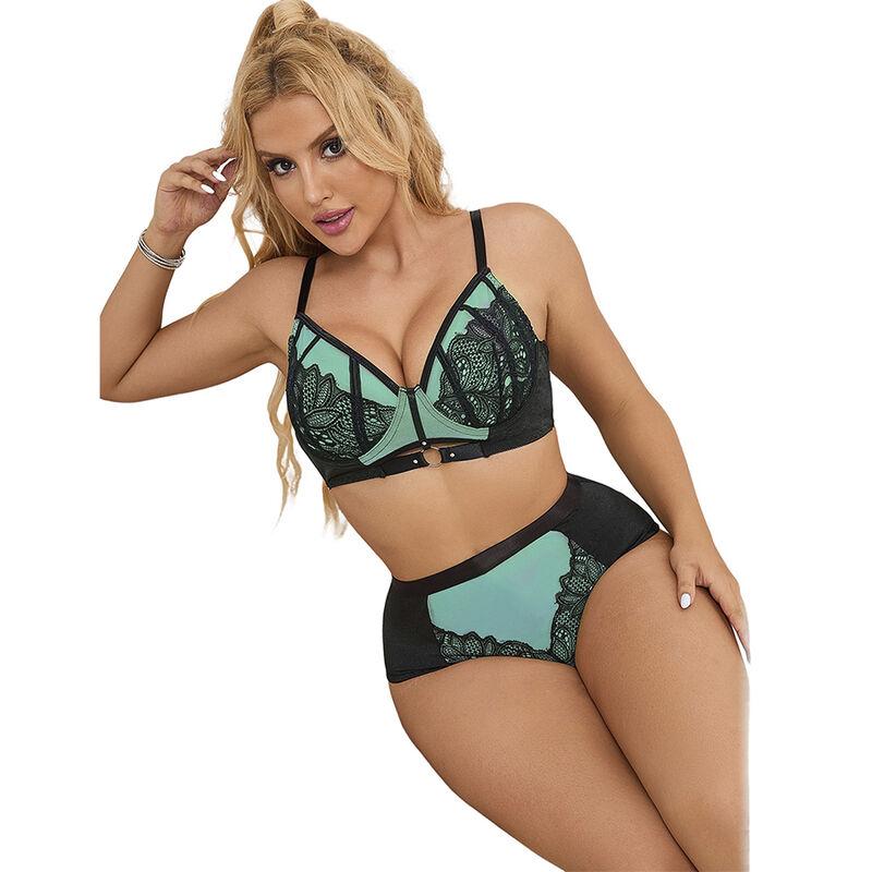 Subblime - 955564 green patent leather mesh zipper bra set l/xl 2