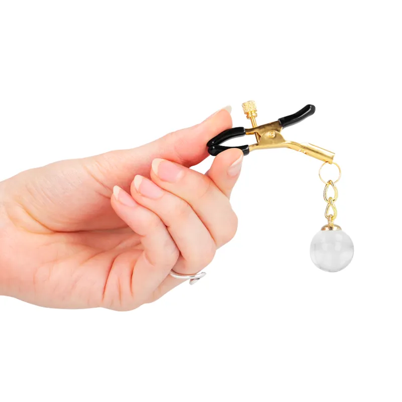 Kink - Glass Bead Nipple Clamps Gold 6 Cm