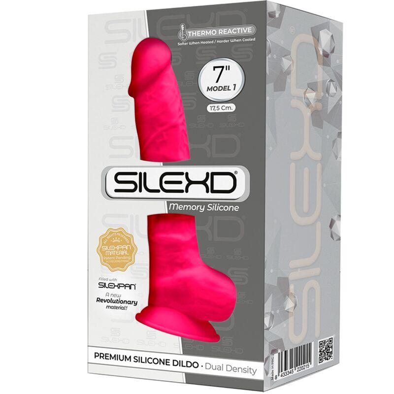 Silexd - Model 1 Realistic Penis Premium Silexpan Silicone Fuchsia 17.5 Cm