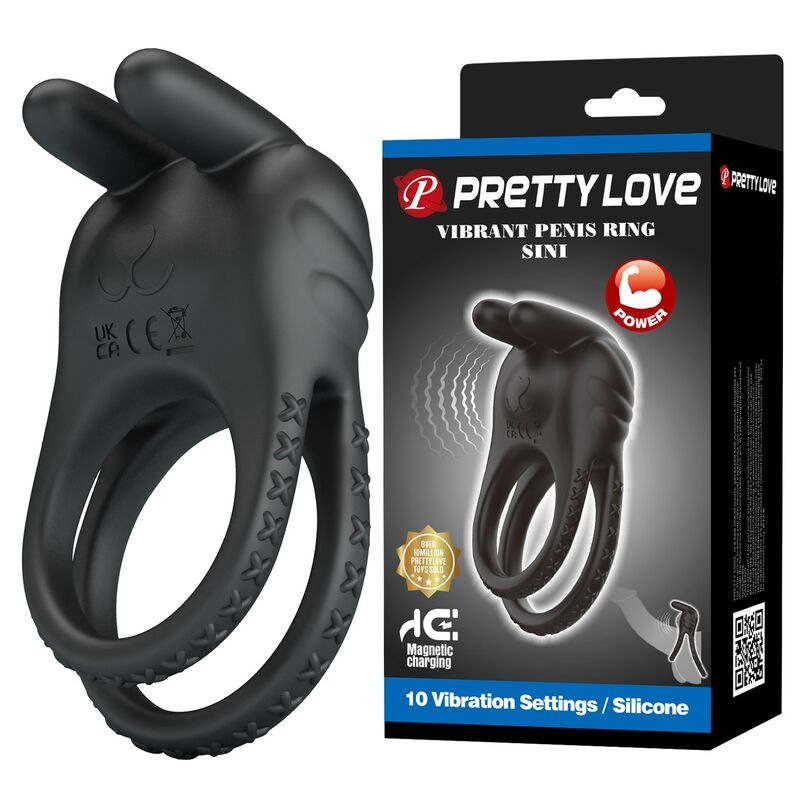 Pretty love - sini rechargeable vibrating cock ring 10 functions black 8