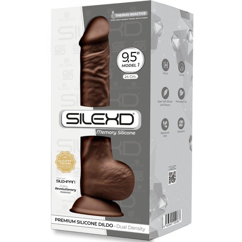 Silexd - Model 1 Realistic Penis Premium Silexpan Silicone Brown 24 Cm