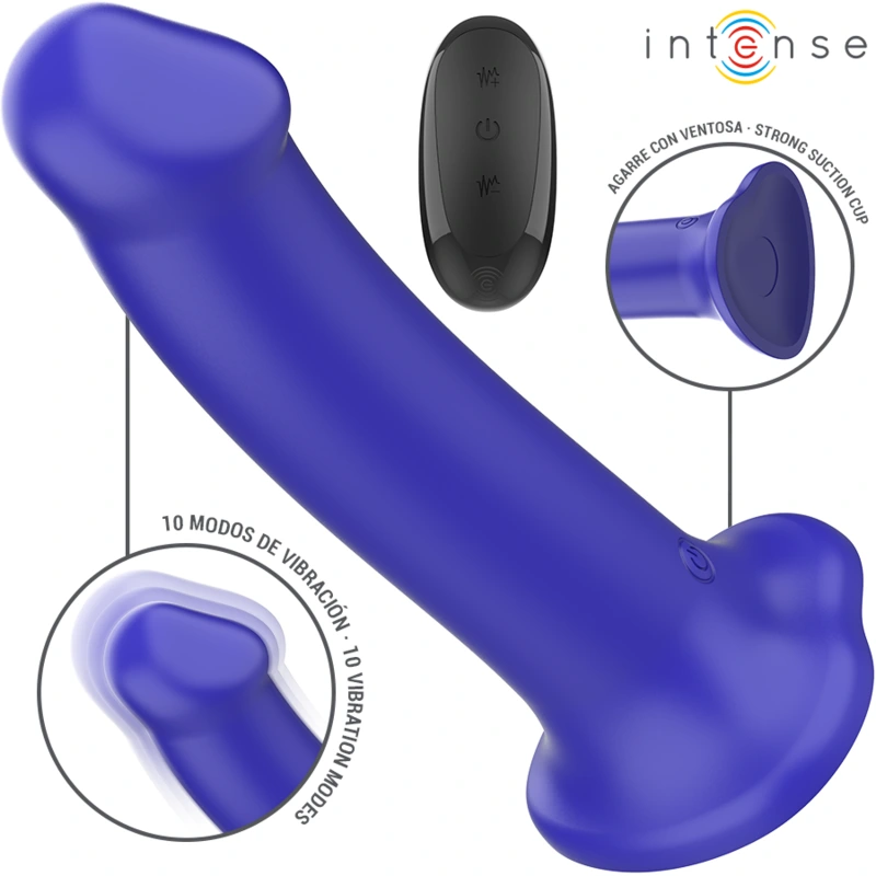 Intense - victoria vibrator with suction cup 10 vibrations dark blue remote control 1