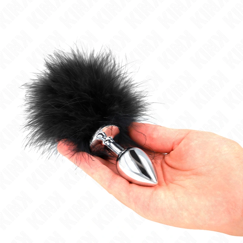 Kink - stainless steel anal plug 11 x 7 cm with feather 11 cm
