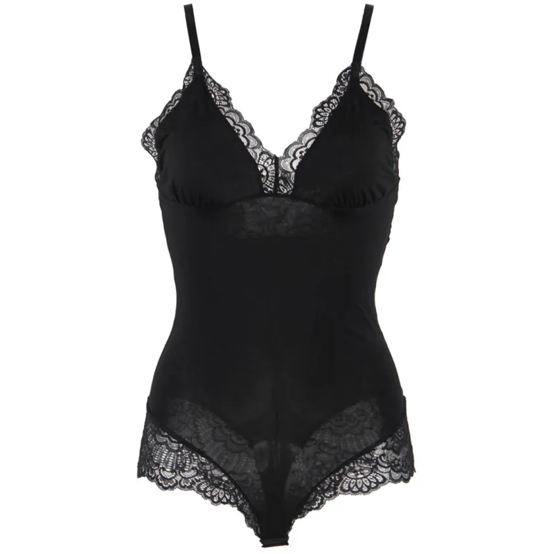 Subblime - Black Floral Lace Detail Teddy S/M 8