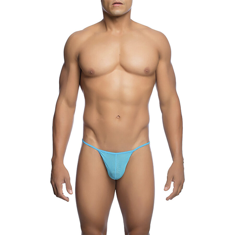 Mob - transparent t-shaped thong aqua size l/xl