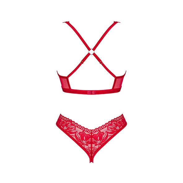 Obsessive - Seductive Set With Open Cup And Crotch Red Xs/S