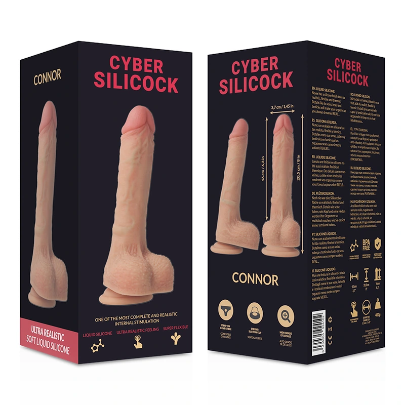 Cyber silicock - connor ultra realistic soft liquid silicone 20.5 cm -o- 3.7 cm 5