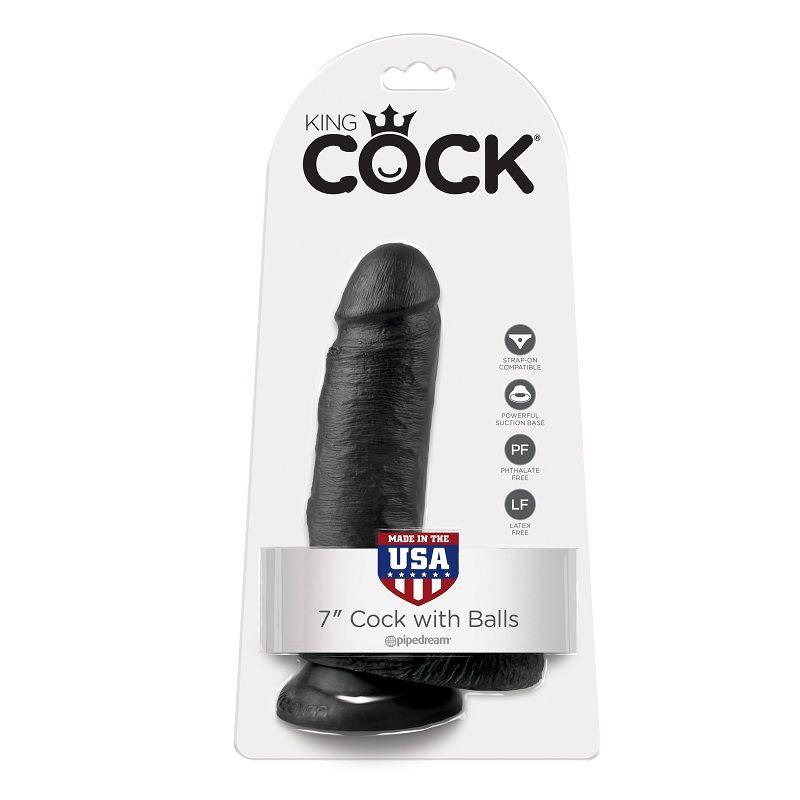 King Cock 7&Quot; Cock Black With Balls 17.8 Cm