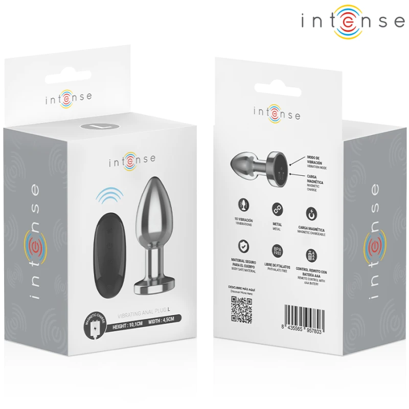 Intense - anal plug 10 vibrations metal with remote control l 7