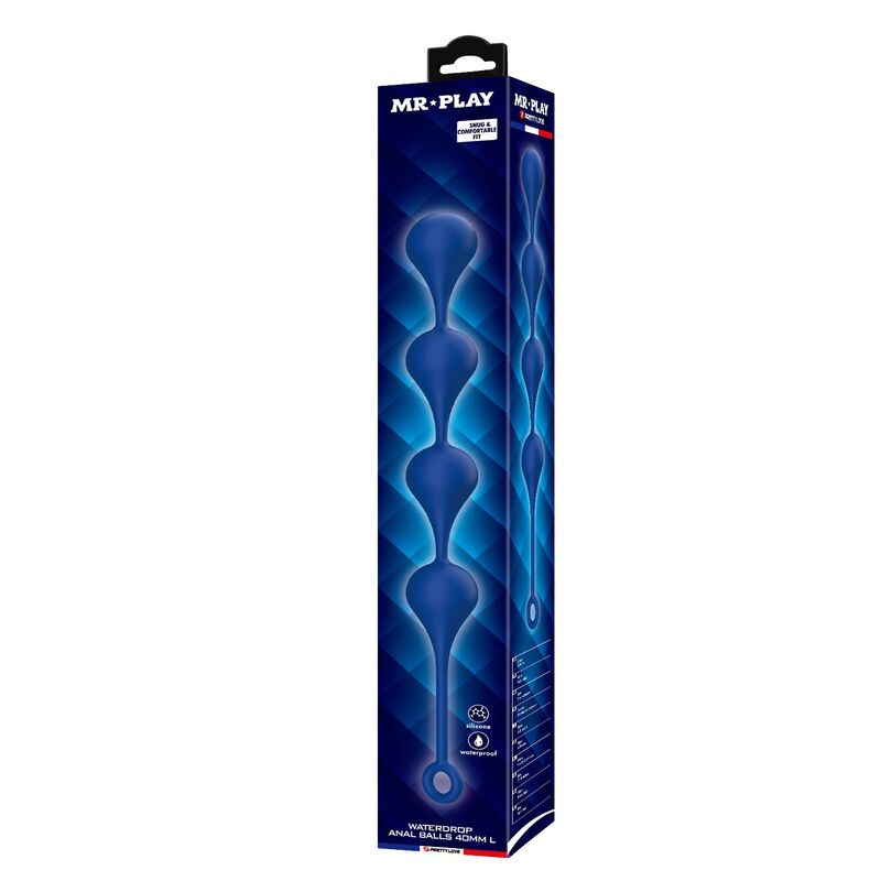 Mr play - blue silicone anal beads size l 42.6 cm 2