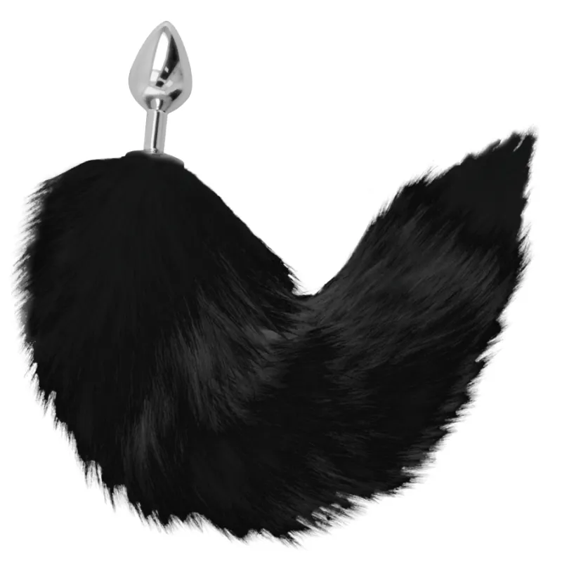 Darkness Black Tail Butt Plug Silver 8cm - Análny Kolík, Chvost