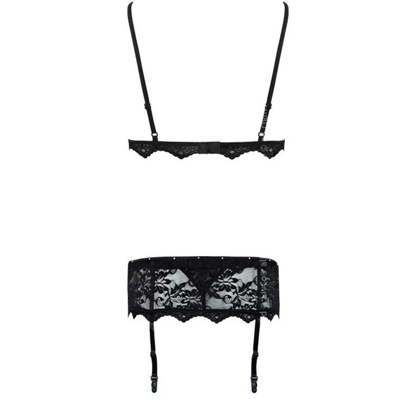 Livco Corsetti Fashion - Belita Lc 90231 Bra + Panty + Garter Belt Black L/Xl
