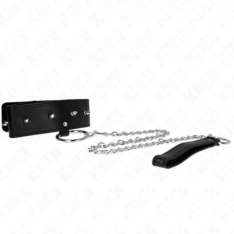 Kink - Necklace 65 Cm With Leash With Silver Studs Model 2 Adjustable 36-43 Cm X 5 Cm 1