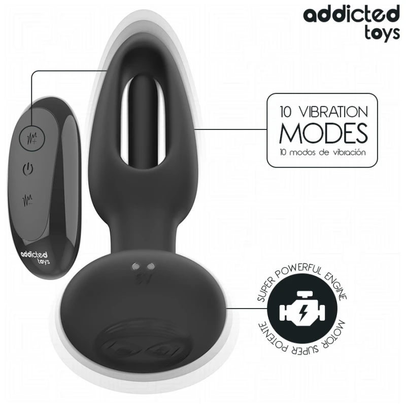 Addicted toys - anal plug with vibrating tongue and remote control 4