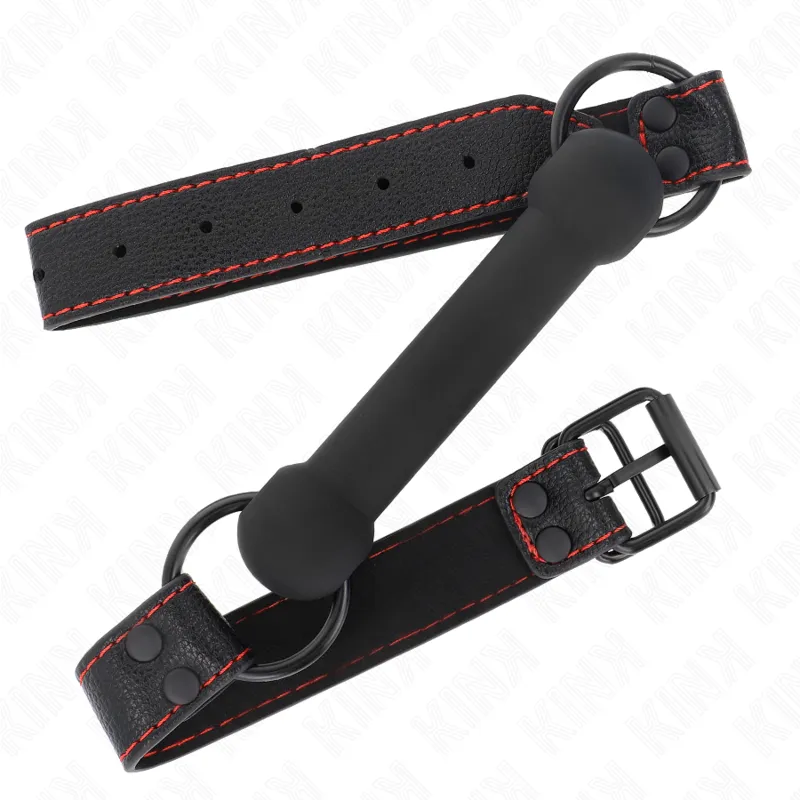 Kink - Bone Gag With Leatherette Strap Black Adjustable 41-57 Cm 1
