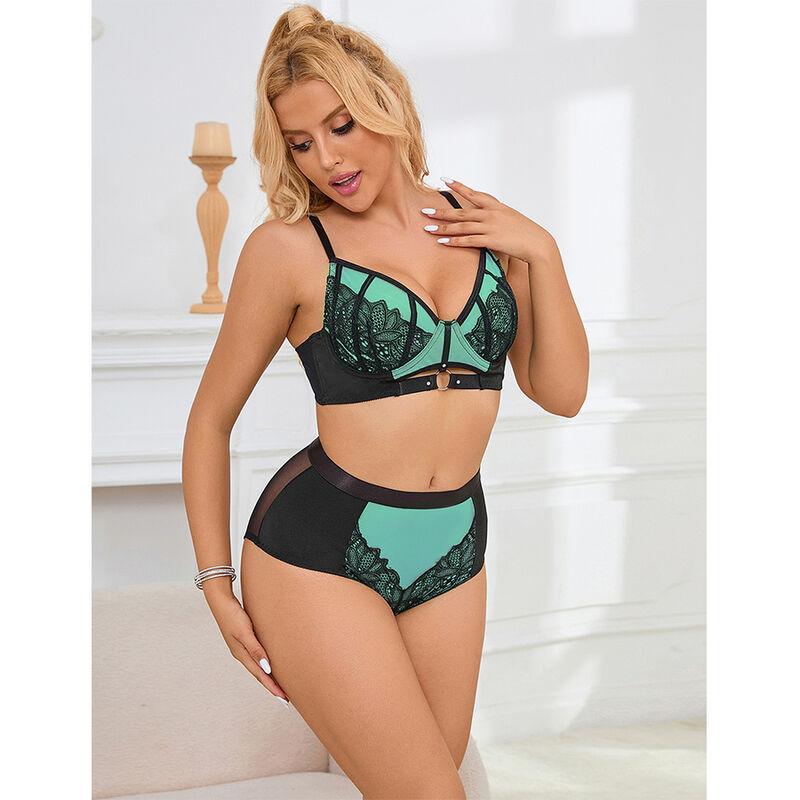 Subblime - 955564 green patent leather mesh zipper bra set l/xl 10