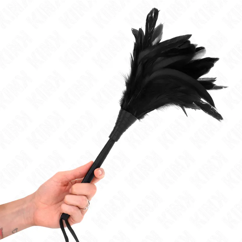 Kink - black maids horn shaped tickle chicken feathers 36 cm 1