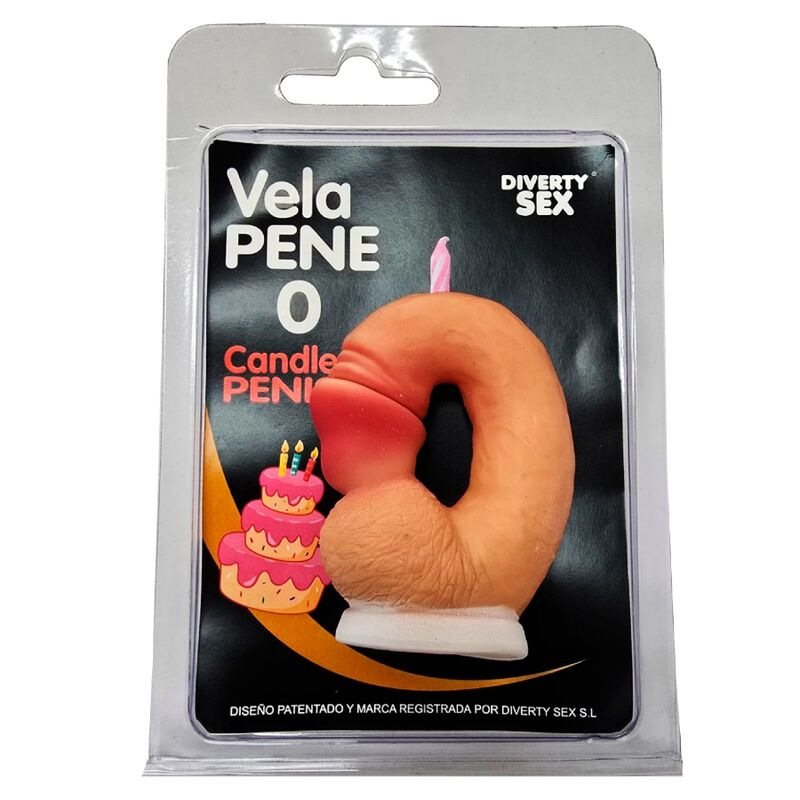 Diablo picante - penis candle in the shape of the number 0 flesh color
