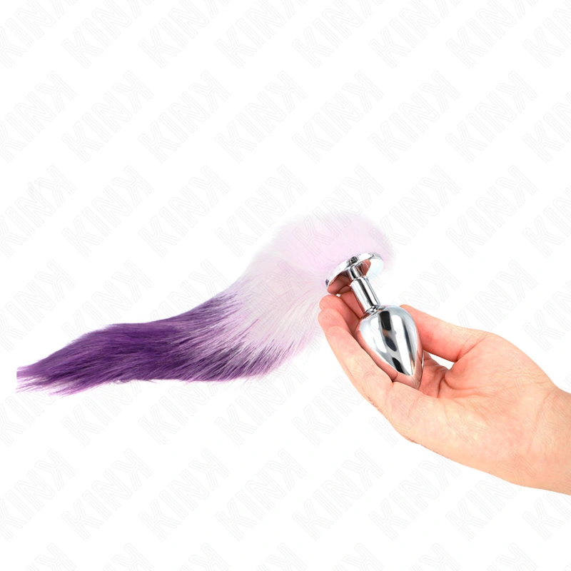 Kink - anal plug size l 10 x 4 cm with synthetic tail 40 cm purple