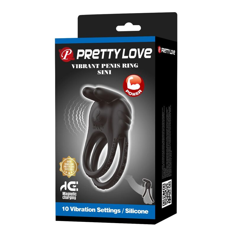 Pretty love - sini rechargeable vibrating cock ring 10 functions black 2