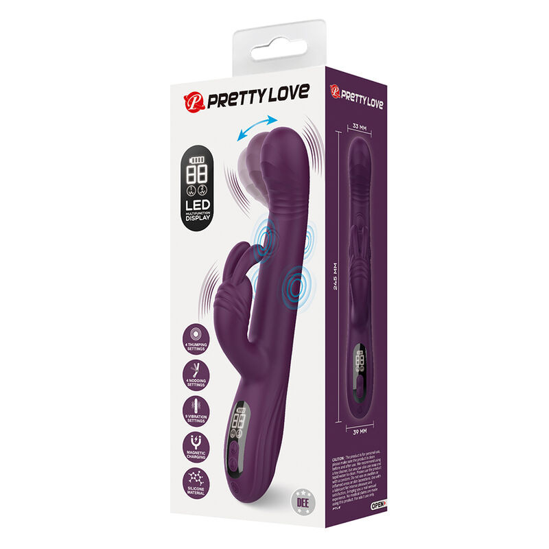 Pretty love - dee multifunction rabbit vibrator oscillating and percussion purple 6