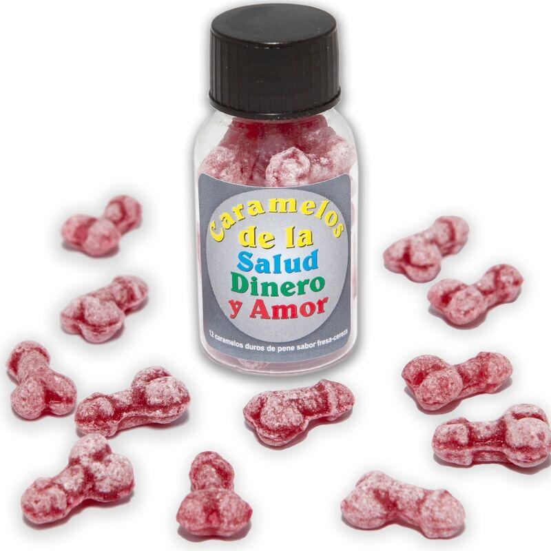 Diablo picante - 12 health-money-love candies penis shape strawberry/cherry