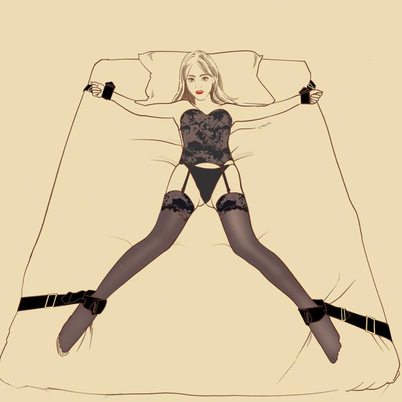 Lockink - Bdsm Adjustable Bed Restraint Kit Black 6