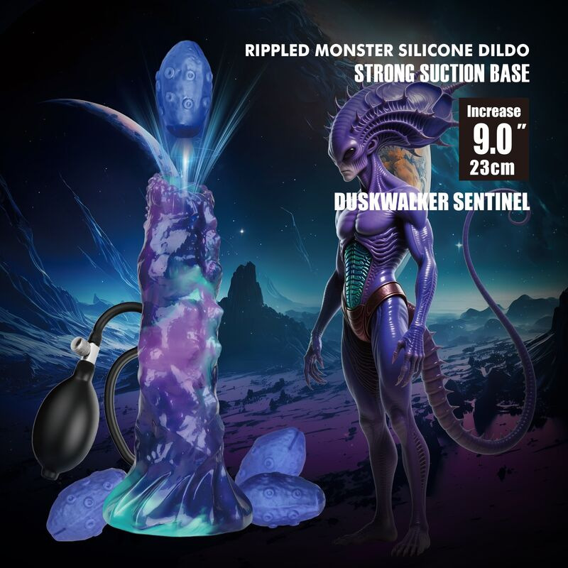 Power monsters - duskwalker sentinel tricolor inflatable fantasy silicone dildo 23 cm Ø 5 cm 8